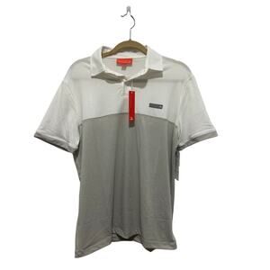 Redvanly Men's White & Beige Drirelease Performance Golf Polo Shirt Medium NWT